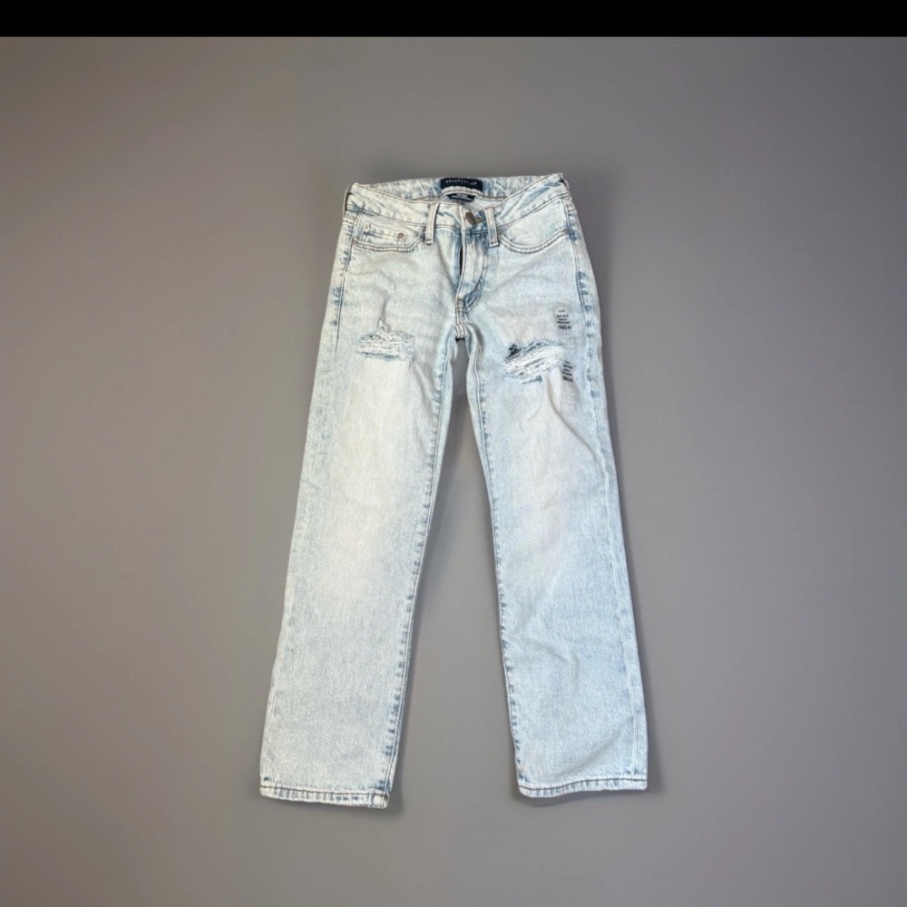 Aeropostale Mid Rise Ankle Straight Denim Jeans Light Wash Size 000